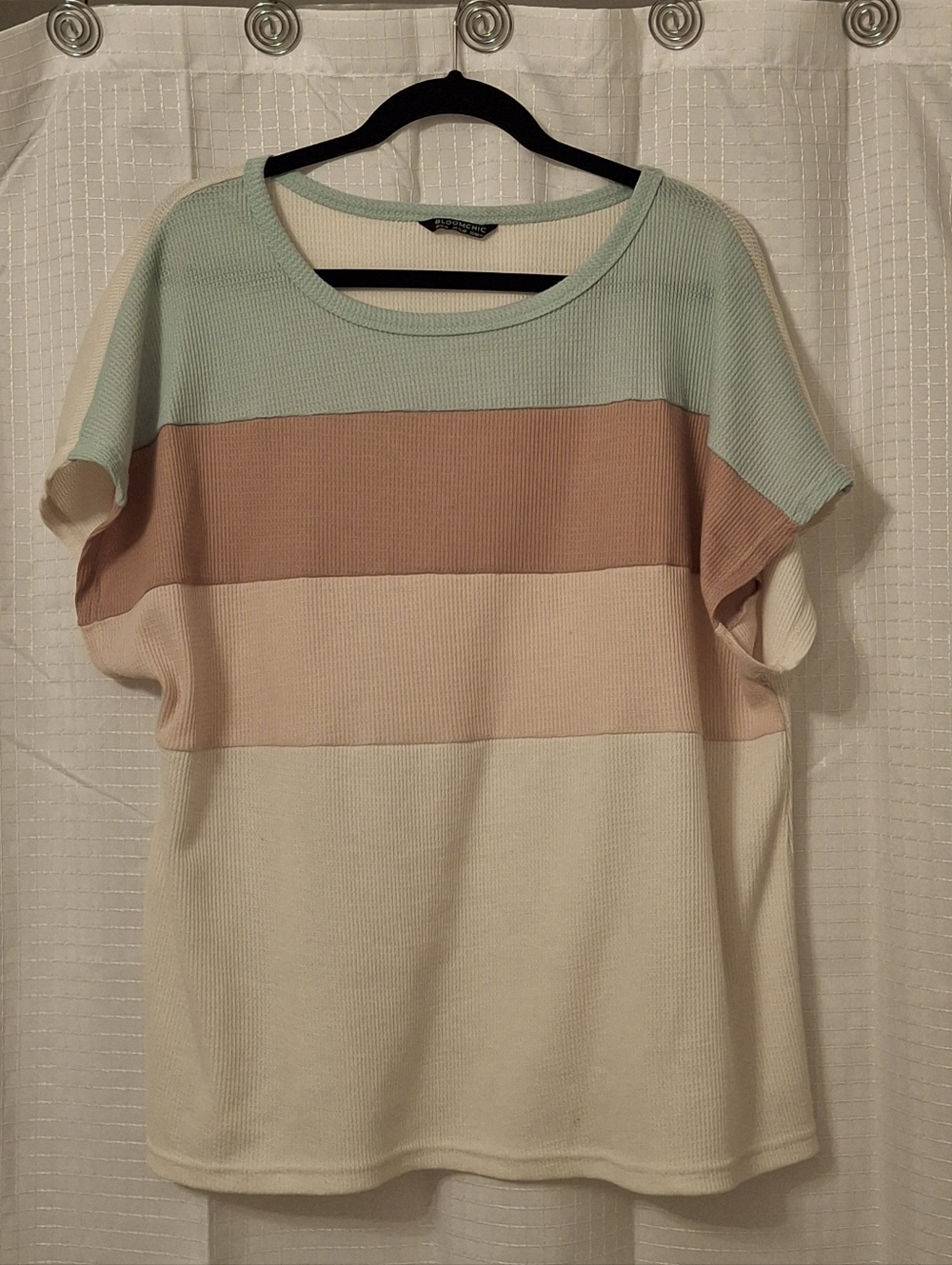 BloomChic Pastel Colorblock Short Sleeve Top in Mint, Blush & Cream